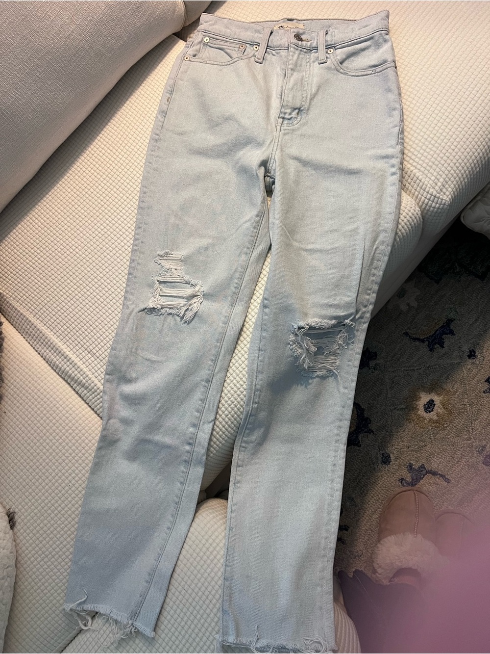 Madewell Light Wash Distressed Straight-Leg Jeans
